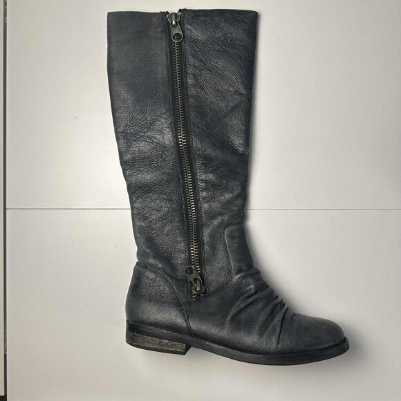 Zigi Soho Shoes - Zigi Soho “Mixer” Distressed Dark Grey Leather Tall Boots – Size 9